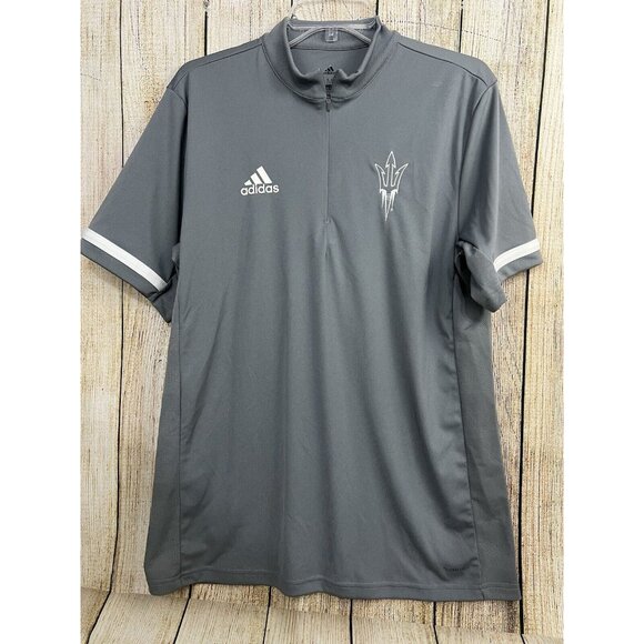 Arizona Sun Devils Adidas Quarter Zip Shirt Team Issued M Gray White Climacool - Picture 2 of 8